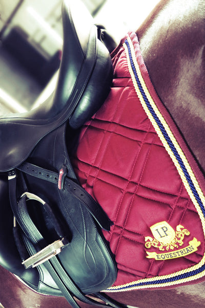 Equestrian Horse Product. Burgundy Dressage Saddle Pad